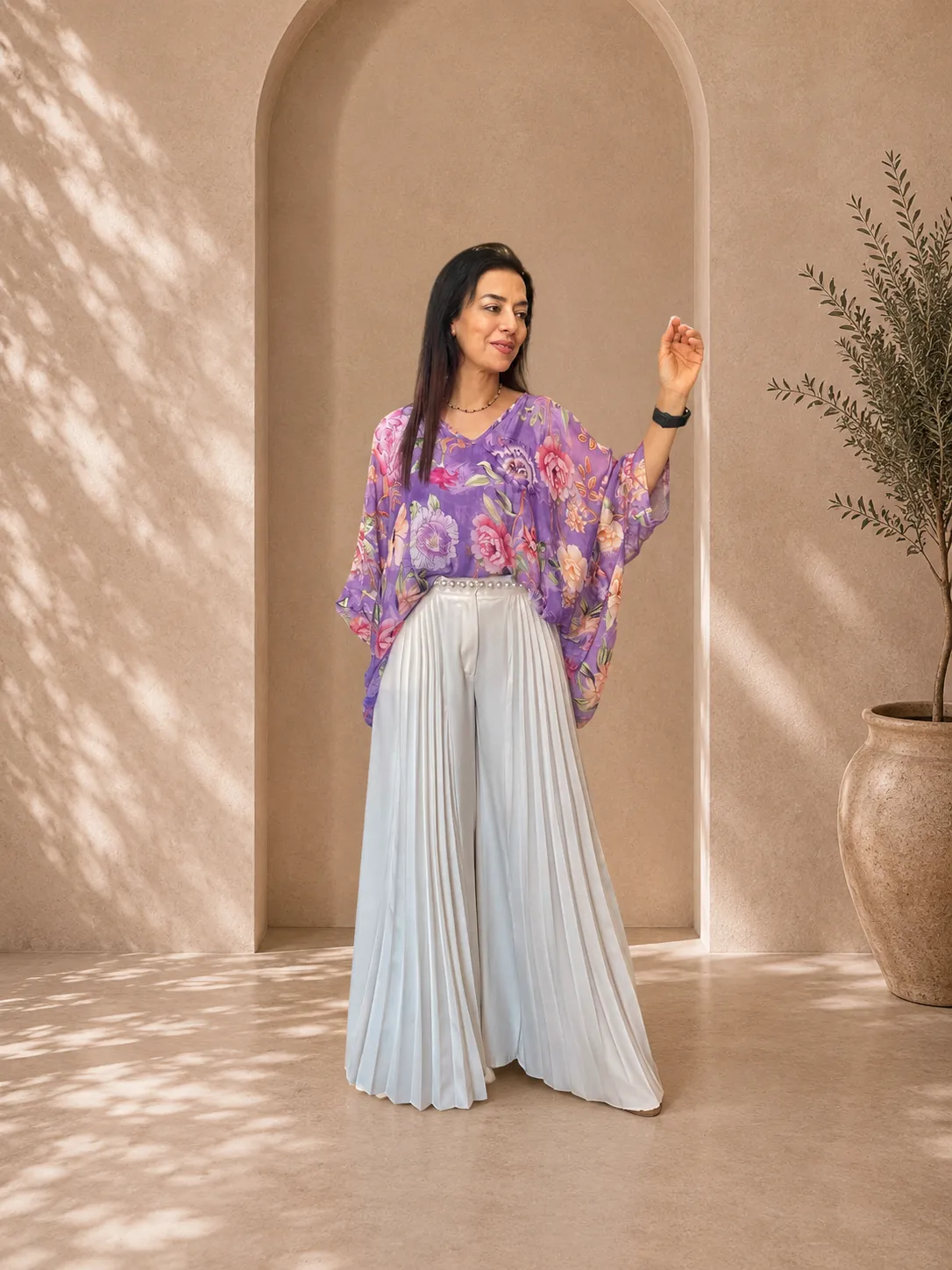Silk Floral Poncho
