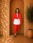 Color-Block Blazer Suit