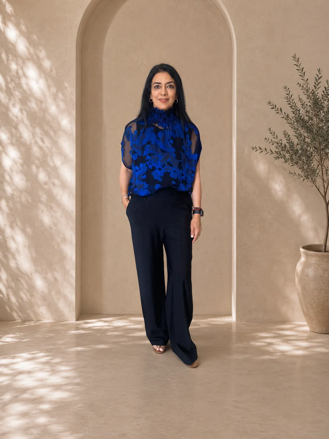 Blue Burnout Blouse