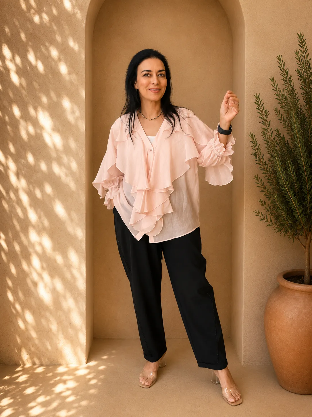 Ruffle Cascade Blouse